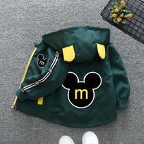 Jaqueta Com Capuz Para Crianças Primavera Outono Mickey Mouse Cartoon Zíper Manga Longa Roupas