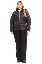 Jaqueta Com Capuz Plus Size Secret Glam Preto Microfibra