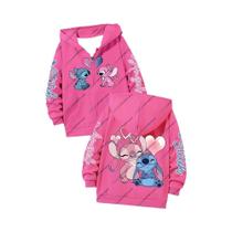 Jaqueta Com Capuz Zip S-Stitch Para Meninas E Meninos, Moletom Casual Infantil Para Outono E