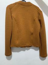 Jaqueta com ziper det: quadriculado em polliester cor camurça tam M