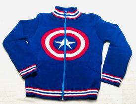 Jaqueta com Zíper Personagem Infantil De Tricot Capitão América