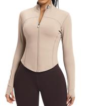 Jaqueta, cor de pele, leve, zíper, treino feminino, Almond XS