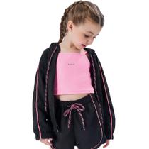 Jaqueta Corta Vendo Menina Kukiê em Nylon com Elastano Preta Jaqueta Corta Vendo Menina Kukiê em Nylon com Elastano Preta