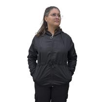 Jaqueta Corta Vento Blusa Feminina Leve Com Bolso Capuz E Ajuste Cintura, Estilo Casual Confortavel Ideal Para Frio E Chuva