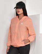 Jaqueta corta vento feminina capuz zíper bolso ultra leve