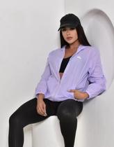 Jaqueta corta vento feminina capuz zíper bolso ultra leve