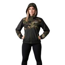 Jaqueta Corta Vento Feminina Com Capuz Camuflada Verde Jaqueta Corta Vento Feminina Com Capuz Camuflada Verde