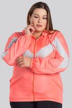 Jaqueta Corta Vento Feminina Plus Size em Microfibra Bicolor Bolsos Laterais e Capuz - Serena Jaqueta Corta Vento Feminina Plus Size em Microfibra Bicolor Bolsos Laterais e Capuz - Serena