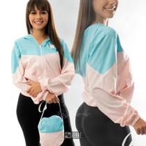 Jaqueta Corta Vento Feminino com Shoulder Bag Aerre Duas Cores Tecido WR Resistente à Água e Ar