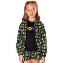 Jaqueta Corta Vento Kids Preto Nina Estampada Divertir Siri Jaqueta Corta Vento Kids Preto Nina Estampada Divertir Siri