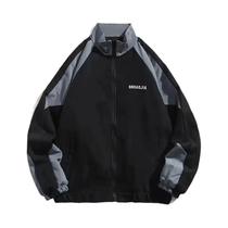 Jaqueta Corta-Vento Masculina Hip Hop Com Patchwork E Blocos De Cores, Estilo Colegial, Para