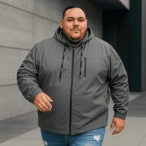 Jaqueta Corta-Vento Microfibra Com Capuz Plus Size
