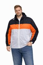 Jaqueta Corta Vento Plus Size com Capuz Nylon Leve Zíper Frontal