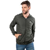 Jaqueta Corta Vento Plus Size Masculina Adulto Lisa Com Capuz Estilosa Inverno Com Zíper Sem Forro - Aerre