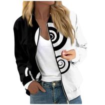 Jaqueta COTECRAM Bomber Vintage com estampa floral feminina à prova de vento Jaqueta COTECRAM Bomber Vintage com estampa floral feminina à prova de vento