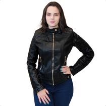 Jaqueta Couro Feminina Lyza Casaco Slim Blusa Impermeável