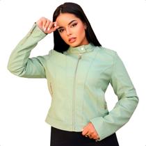 Jaqueta Couro Feminina Lyza Casaco Slim Blusa Impermeável