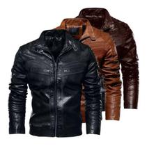 Jaqueta Couro Grossa Moto Resiste Água Frio Forte Cortavento