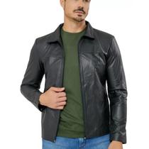Jaqueta Couro Legitimo Masculino Javali Preto