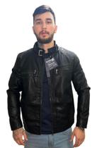 Jaqueta Couro Masculina Moderna Resistente Elegante Frio Moto - Vmong