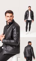 Jaqueta couro pu rock&soda preto masculino