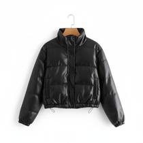 Jaqueta Couro Puffer Feminina Casaco de Inverno Bobojaco