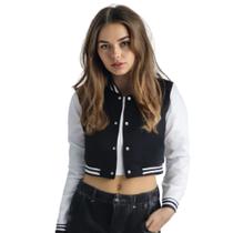 Jaqueta Cropped Colegial Moletom Feminina Sem Bolso
