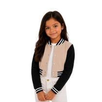 Jaqueta Cropped Colegial Moletom Infantil Lisa Sem Bolsos