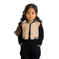 Jaqueta Cropped Colegial Moletom Infantil Lisa Sem Bolsos