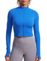 Jaqueta Cropped CRZ YOGA Butterluxe com Aberturas para os Polegares Azul Jaqueta Cropped CRZ YOGA Butterluxe com Aberturas para os Polegares Azul