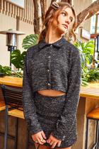 Jaqueta Cropped em Malha Tweed Lurex Lilimoon