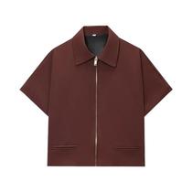Jaqueta Cropped Feminina Estilo Varsity Com Zíper E Manga Curta, Casaco Casual Para Férias MUJER