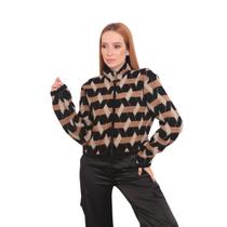Jaqueta Cropped Feminino Blusa de Tricot Mousse Inverno