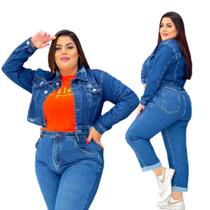 Jaqueta Cropped Jeans Plus Size Feminina utono Inverno Tam. G1 ao G5