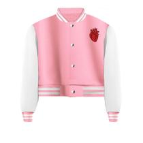 Jaqueta Cropped Moletom Coração Feminina Colegial