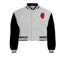 Jaqueta Cropped Moletom Coração Feminina Colegial Jaqueta Cropped Moletom Coração Feminina Colegial
