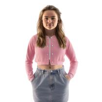 Jaqueta Cropped Moletom Feminina Casual Lisa Básica