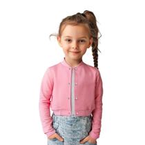 Jaqueta Cropped Moletom Infantil Lisa Estilo Casual Sem Bolsos