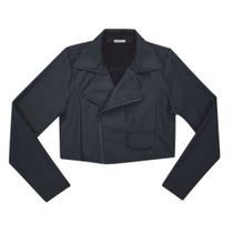 Jaqueta Cropped Poliuretano P.U com Zíper Tratorado