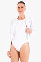 Jaqueta curta canelada com zíper off white