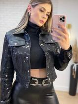 Jaqueta Curta de brilho nubia moda balada paete lancamento tendencia inverno