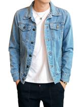 Jaqueta DAVID.ANN Classic Denim Trucker para homens azul claro