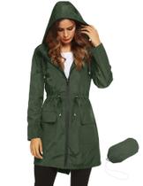 Jaqueta de chuva LOMON leve e impermeável para mulheres, verde profundo L