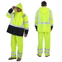Jaqueta de chuva sesafety Hi Vis para homens impermeável com capuz