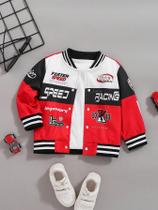 Jaqueta De Corrida De Motocicleta Em Patchwork Vermelho, Branco E Preto, Moda Masculina Para
