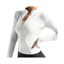 Jaqueta De Corrida Feminina Leve E Elástica Com Zíper, Aberturas Para Os Dedos, Gola Alta,