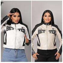 jaqueta de couro college feminina better blusa de frio motoqueiro