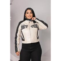 jaqueta de couro college feminina better blusa de frio motoqueiro