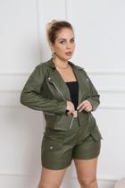 Jaqueta de Couro Feminina Elegante Preta Motoqueira