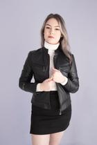 Jaqueta de Couro Feminina - Model Dois Zíperes Jaqueta de Couro Feminina - Model Dois Zíperes